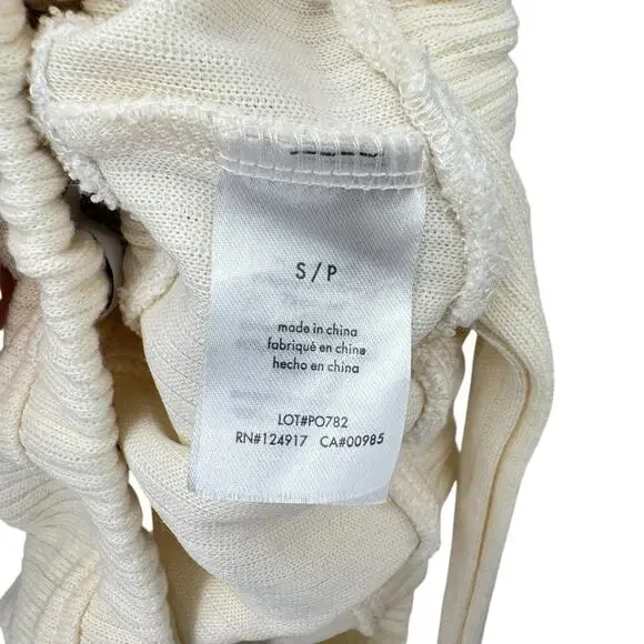 We Wore What NWT Tie Halter Bra Ribbed Ivory Cream Cropped Bandeau Top - Picture 12 of 14